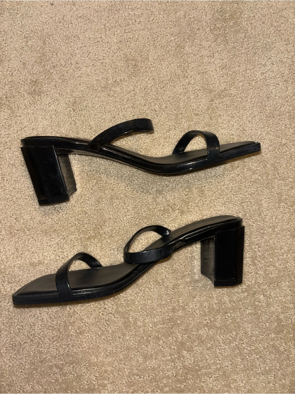 Jeffrey Campbell Black Minimal Square-Toe Strappy Sandals